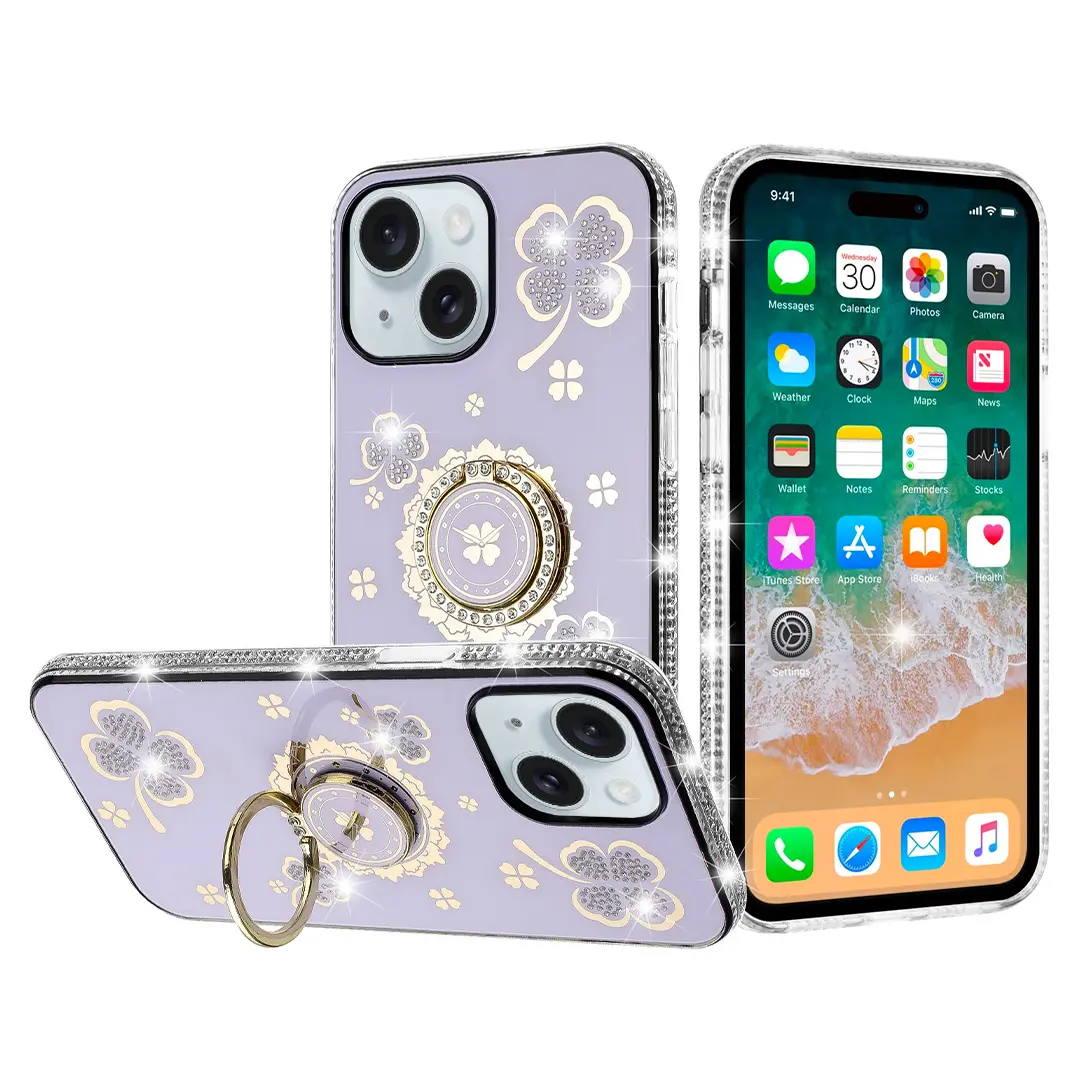 iPhone 15/iPhone 14/iPhone 13 Bling Diamond Lucky Case Purple